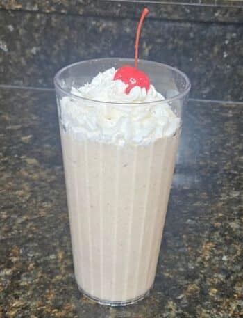 50s Prime Time Cafe PB&J Shake with Whipped Cream and a Cherry on top